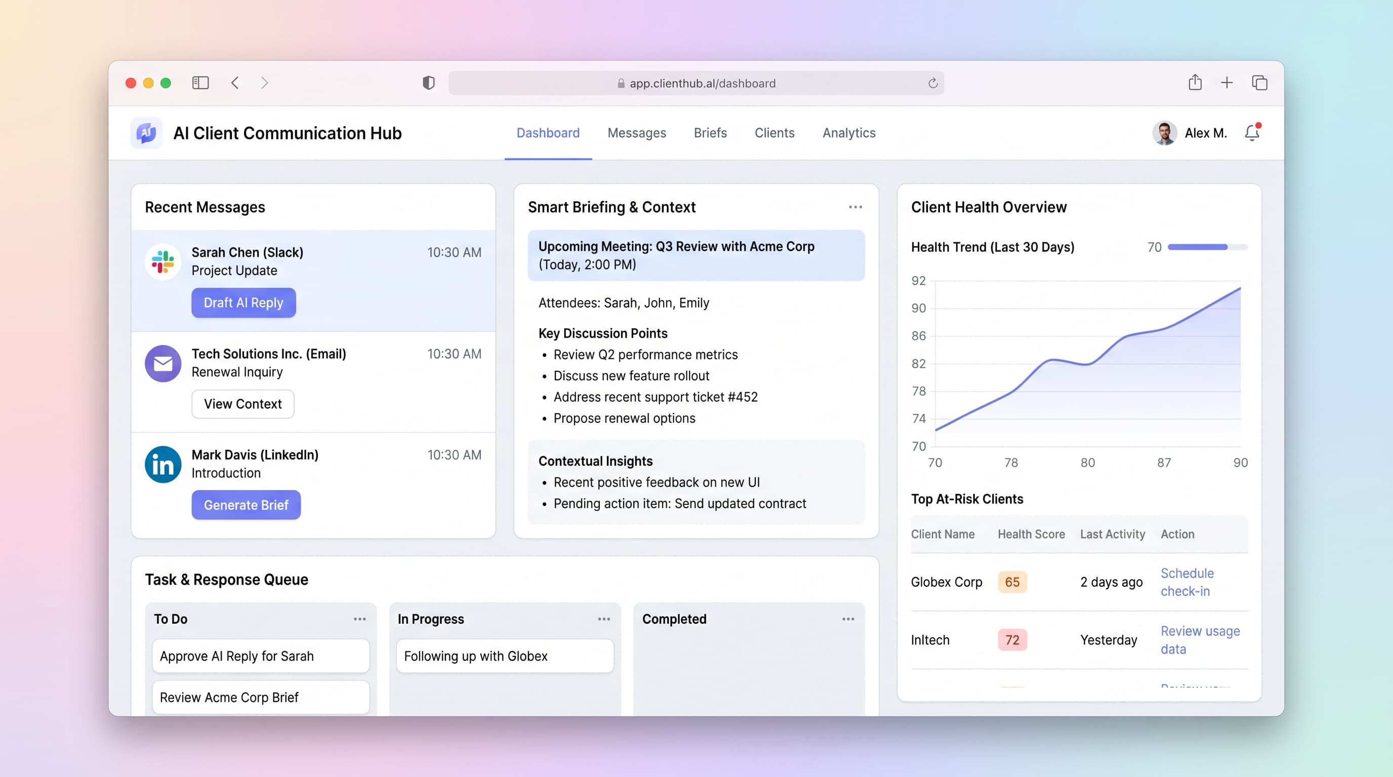 AI Client Communication Hub with Smart Briefing & Context preview
