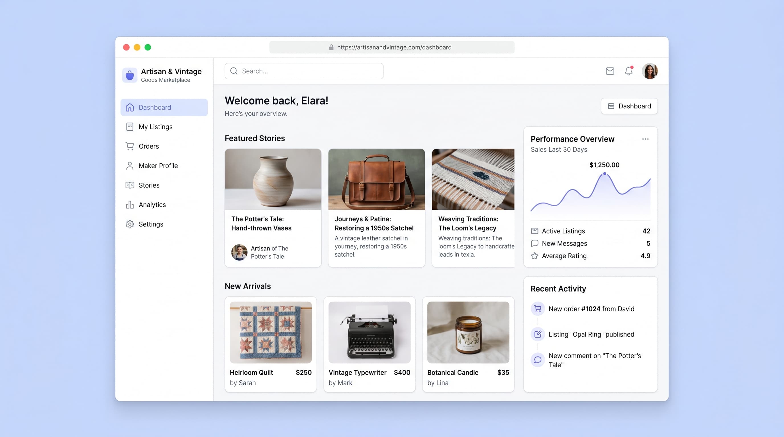 Artisan & Vintage Goods Marketplace with Story-Driven Listings preview