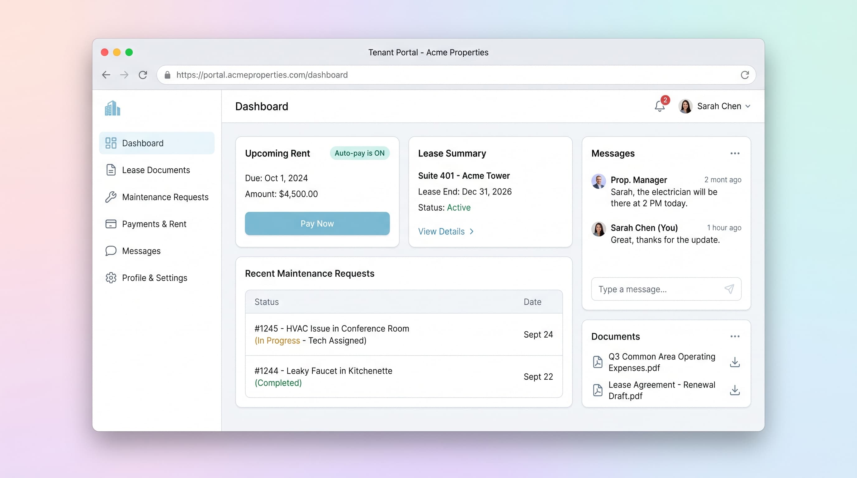 Commercial Real Estate Tenant Portal with Lease & Maintenance Tracking preview