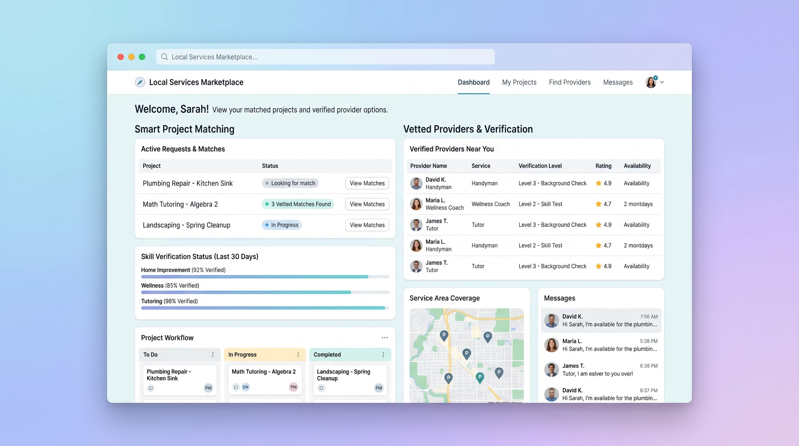 Local Services Marketplace with Skill Verification & Project Matching preview