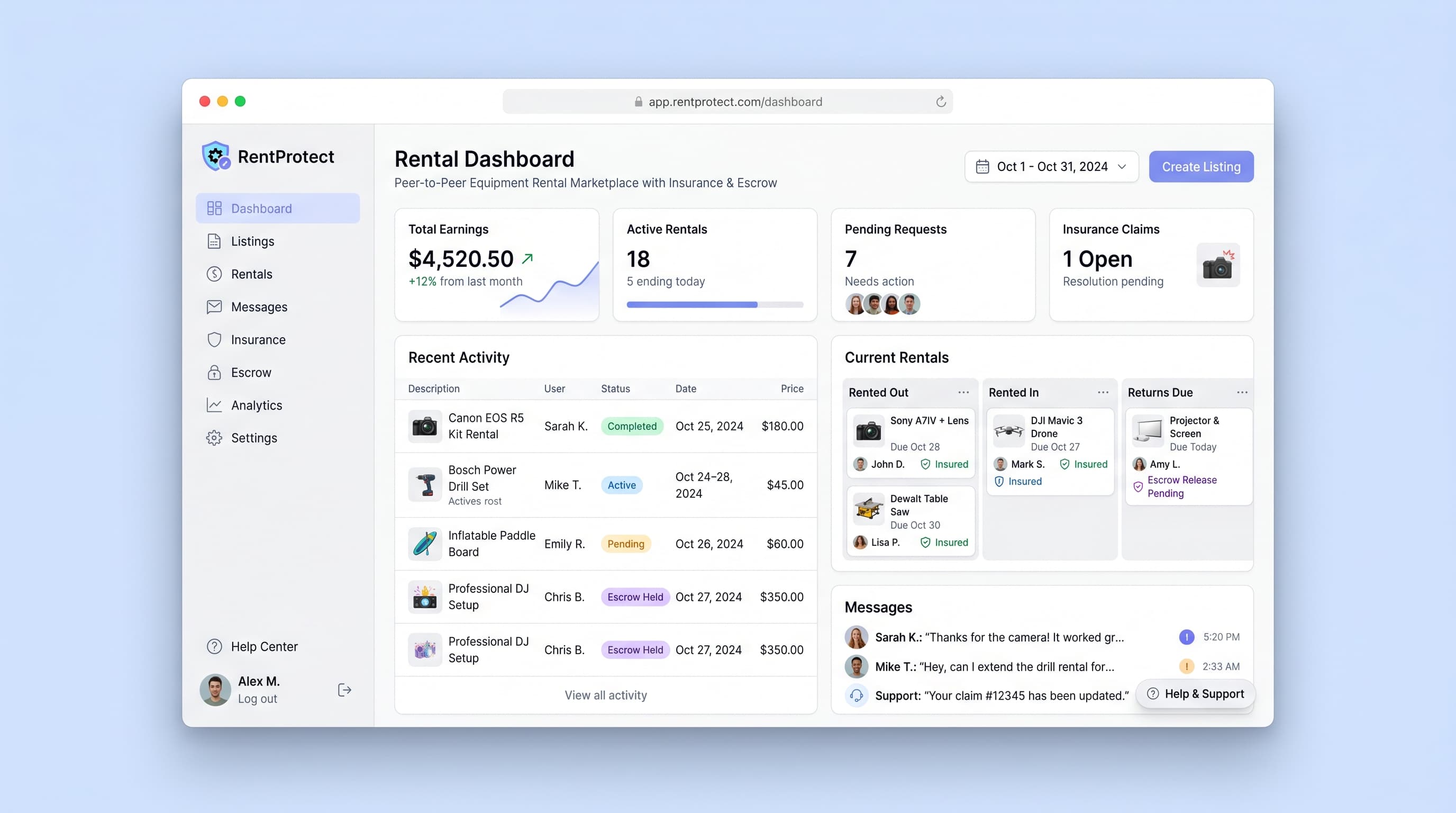 Peer-to-Peer Equipment Rental Marketplace with Insurance & Escrow preview