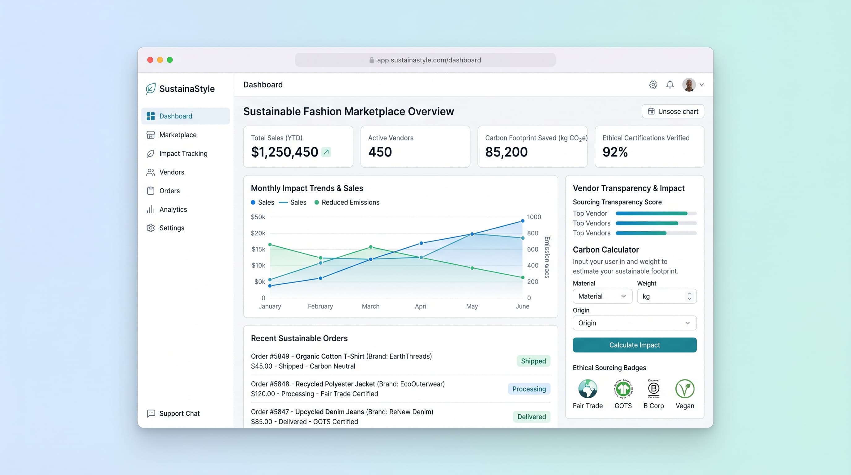 Sustainable Fashion Marketplace with Impact Tracking preview